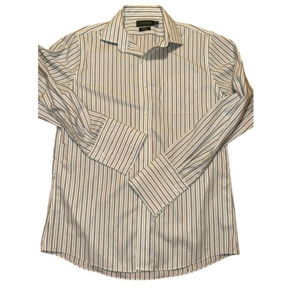 Lauren Ralph Lauren Mens Slim Fit Non Iron Striped French Cuff Dress Shirt 16 34